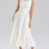 White Lace-Up Midi