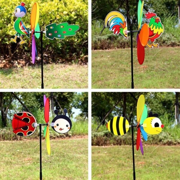 Cartoon 3D Large Animal Bee Six Colors Three-dimensional Windmill Wind Spinner Whirligig Yard Garden Decor