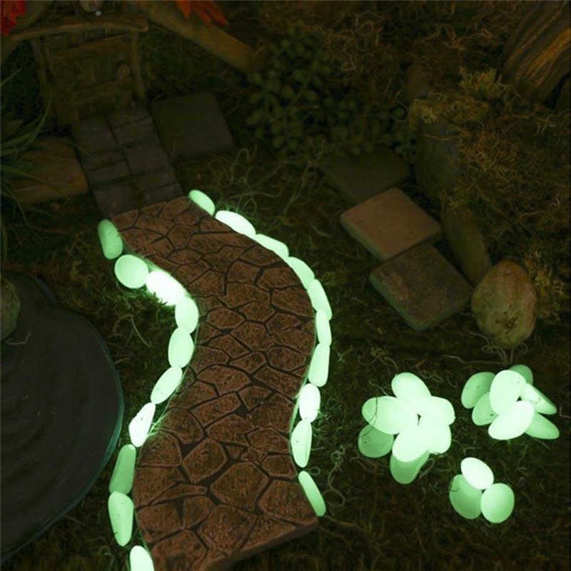 Glowinthedark Decorative Garden Pebbles 50pcs Luminous Rocks For Pathway Patio Lawn Yard - 3