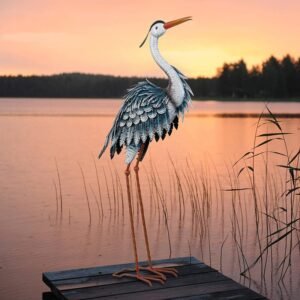 Blue Heron Crane Metal Garden Décor