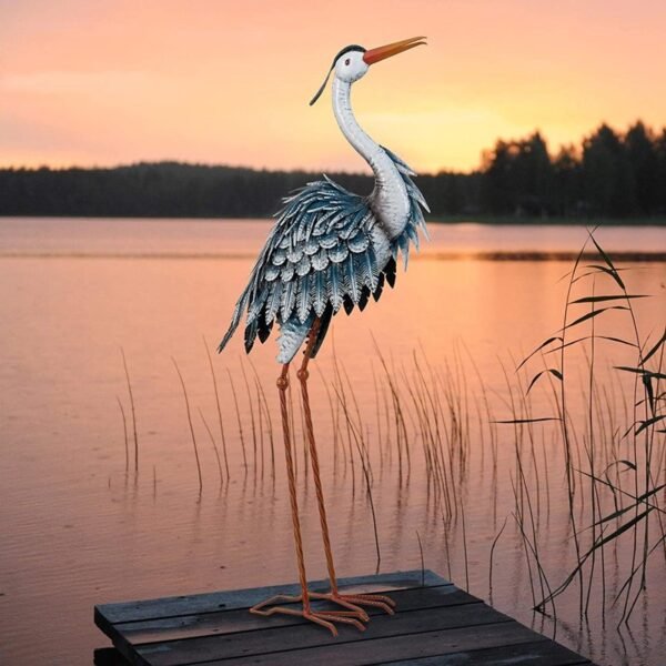 Blue Heron Crane Metal Garden Décor